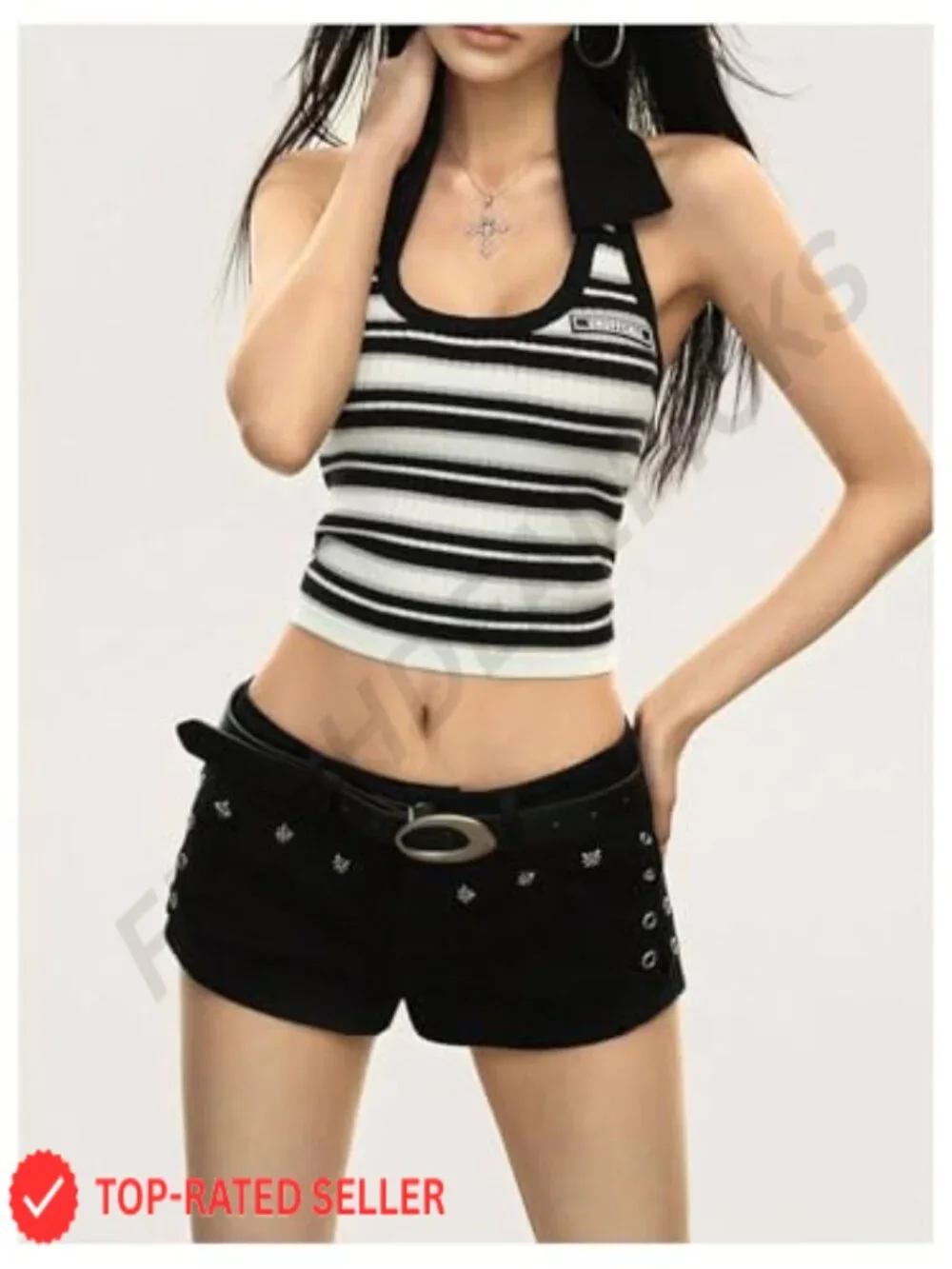 Y2K Punk Grommet Eyelet Jean Shorts Low Rise Rave Club Mini Denim Shorts